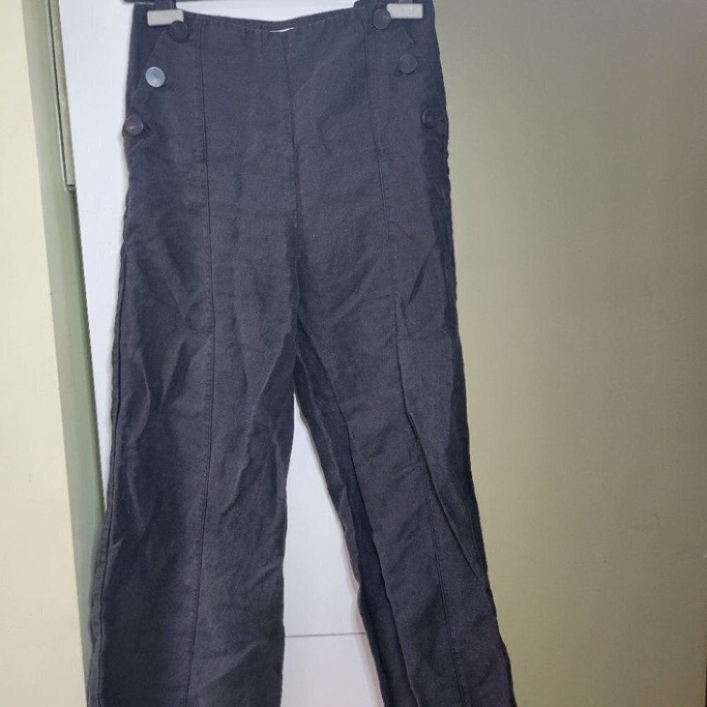 ARITZIA wilfred sailor linen high waist wide leg pants black size 0